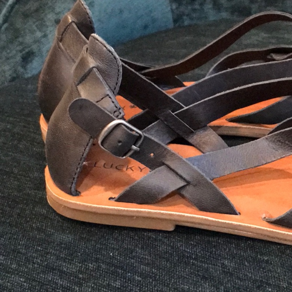 Lucky Brand Black Leather Strap Sandal - Picture 9 of 14
